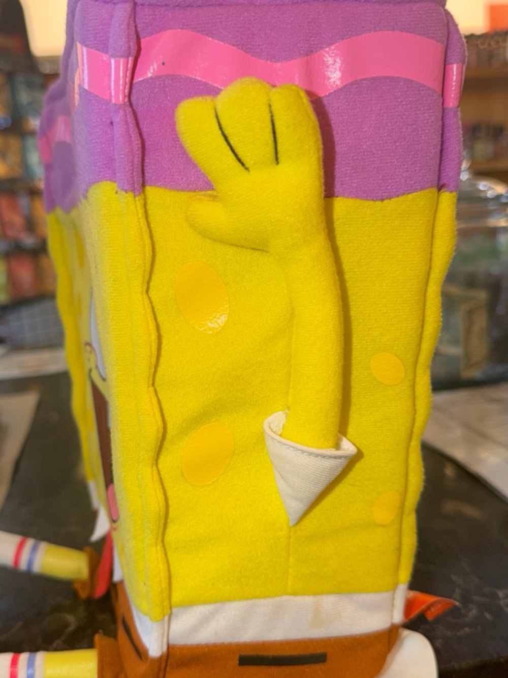 Nickelodeon Sponge  Bob Basket Tote Dangling Legs 2005 Beef Jerky Square Suckers - Picture 9 of 14